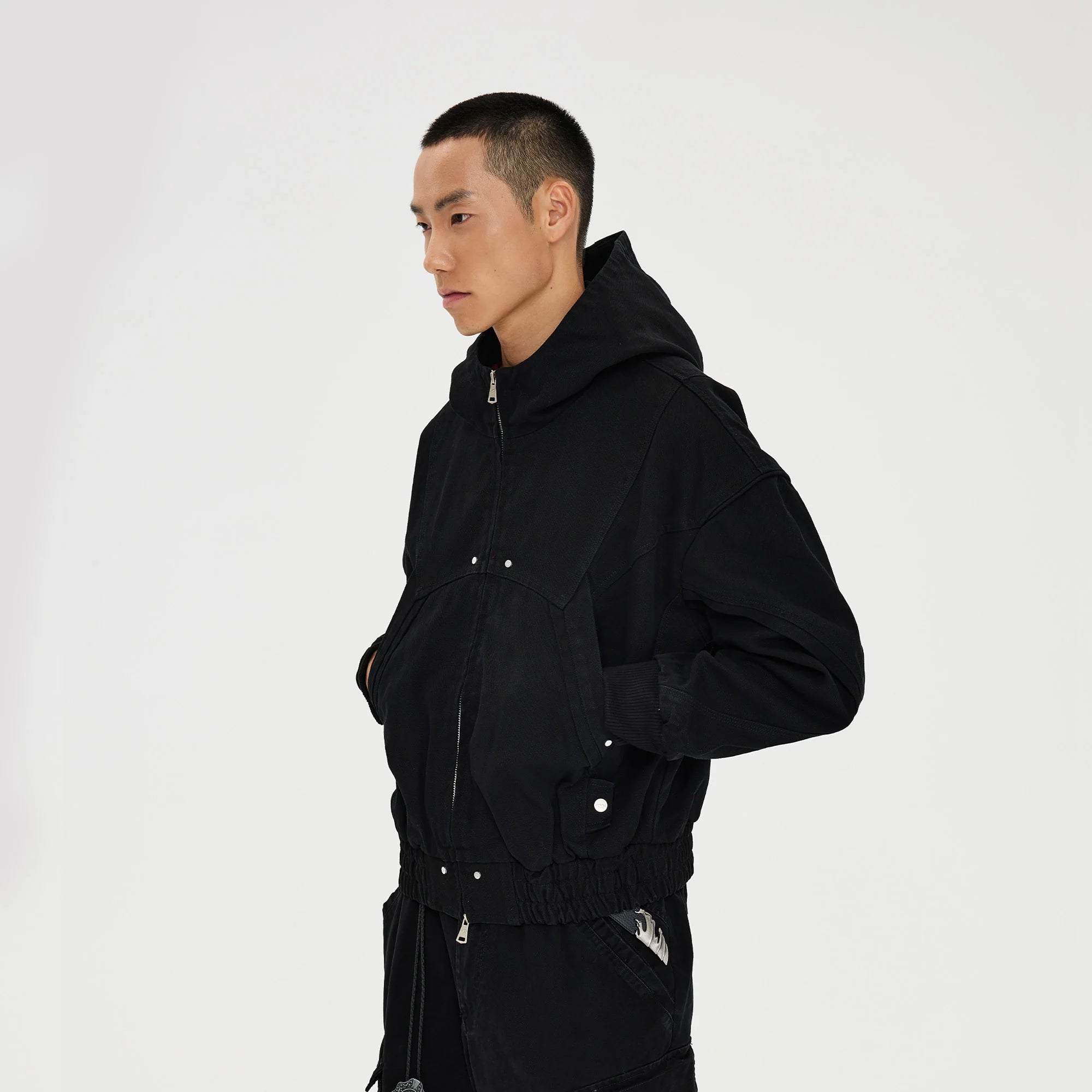 CATSSTAC Structured Panel Studded Hooded Jacket
