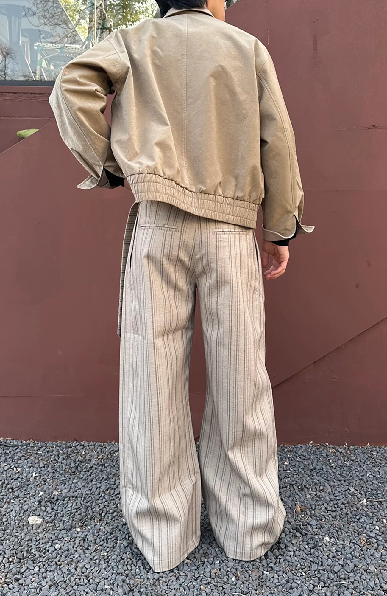 CATSSTAC Button-Closure Striped Double-Pleat Trousers