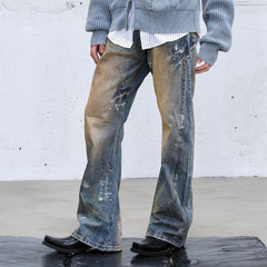CATSSTAC Dirty Fit Distressed Curved Spliced Jeans