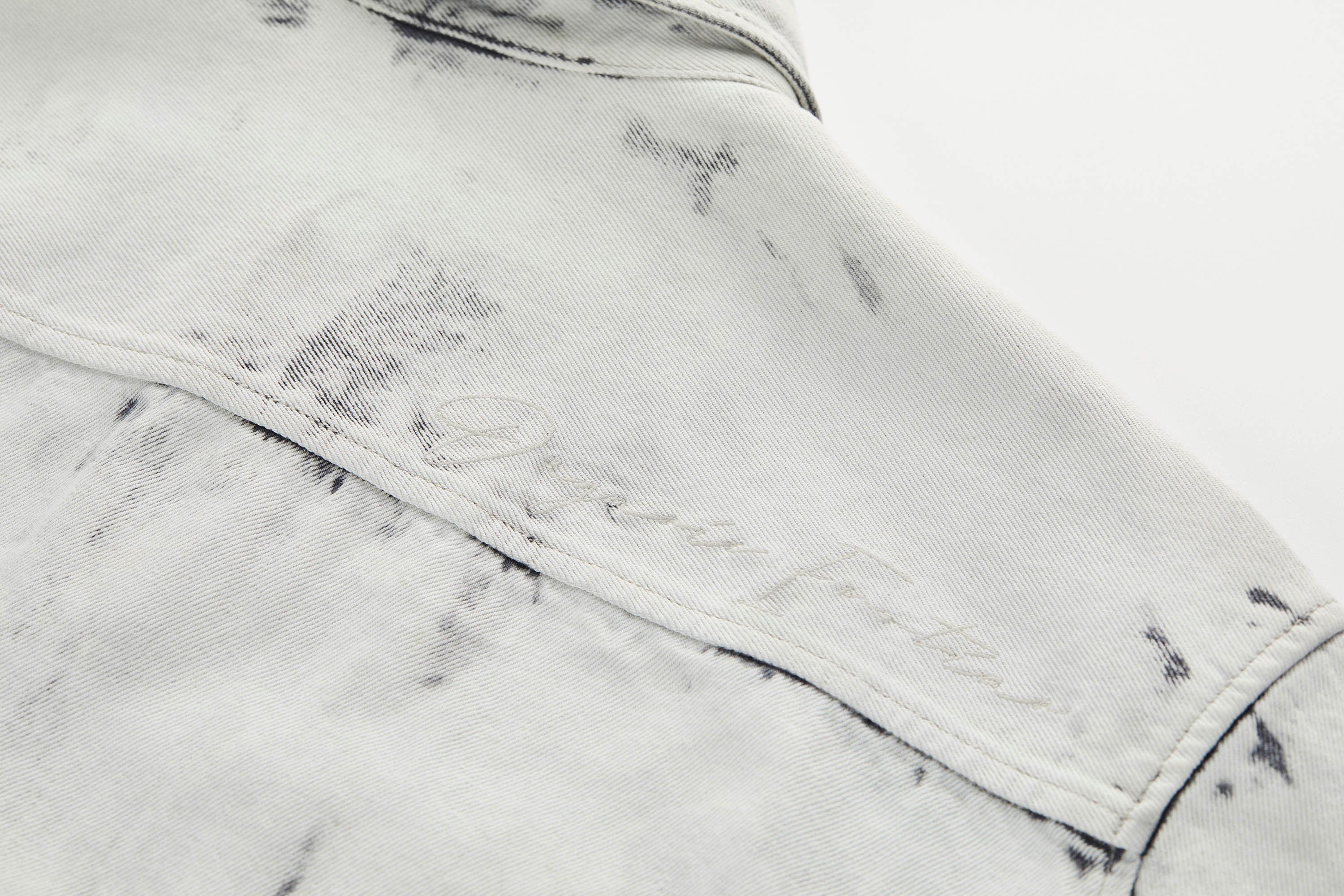 ORGANIC EMOTION Distressed Snow Mountain Tie-Dye Denim Shirt