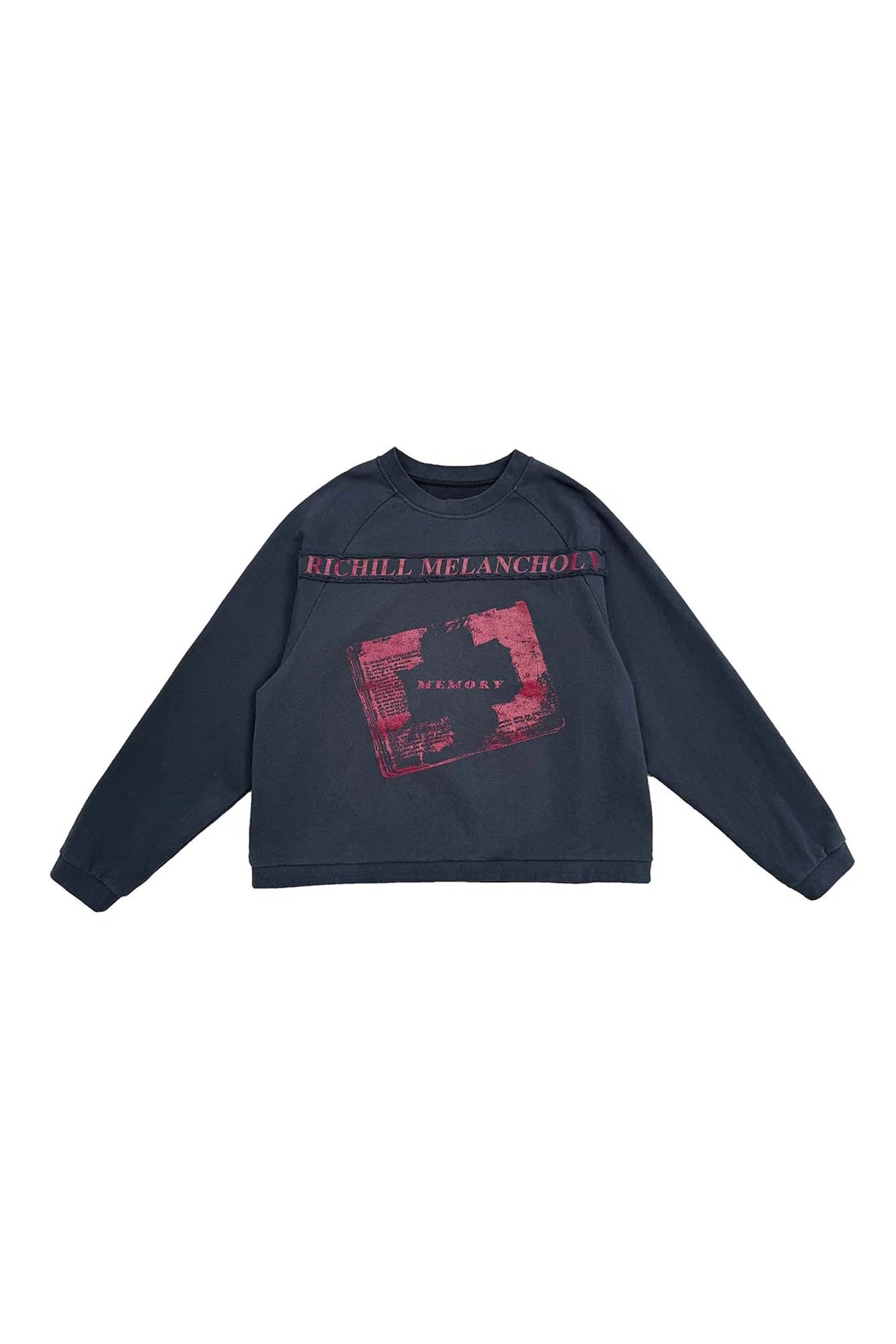RICHILL Paneled Graphic Print Raglan Sweatshirt