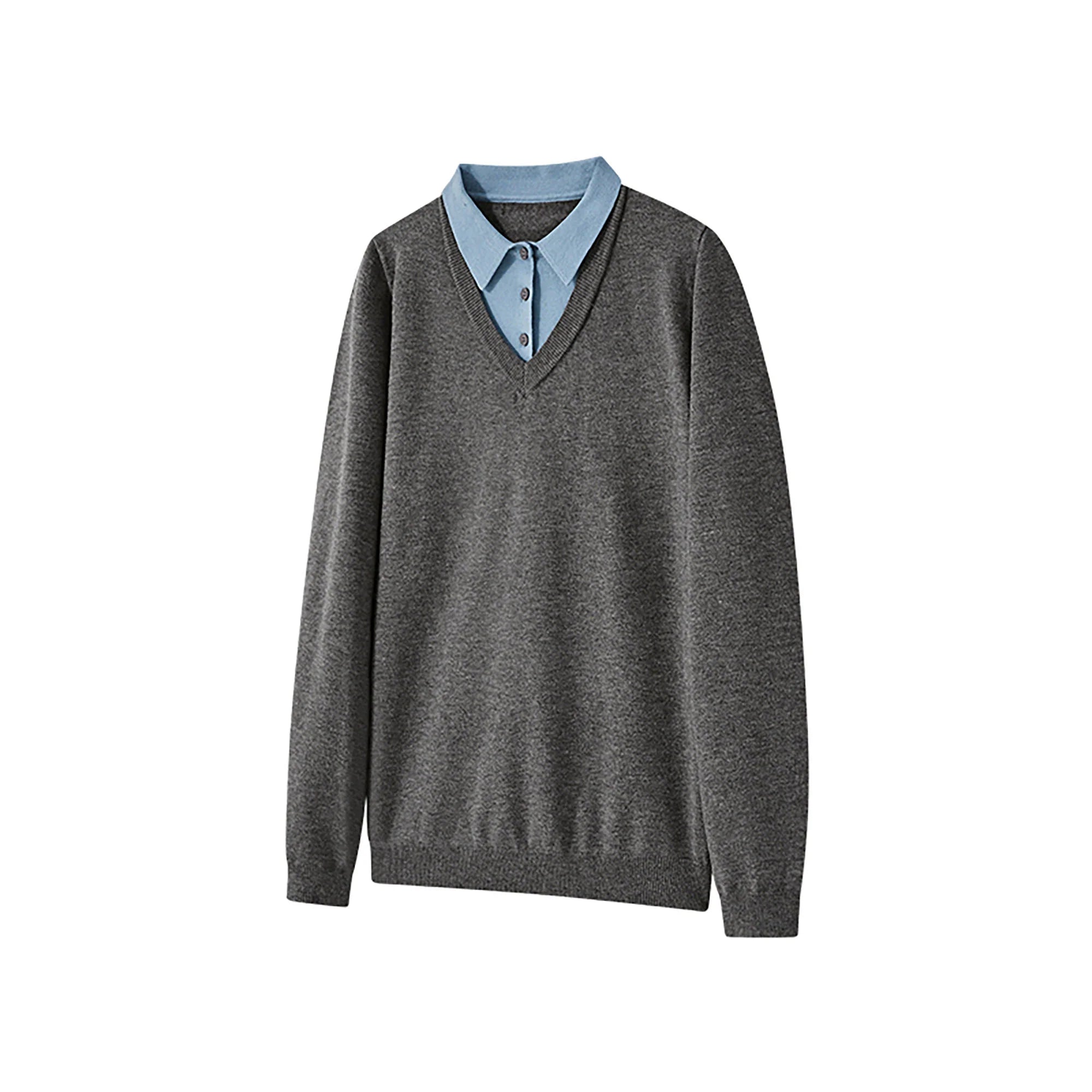 KREATE Contrast Faux Layered Polo Sweater