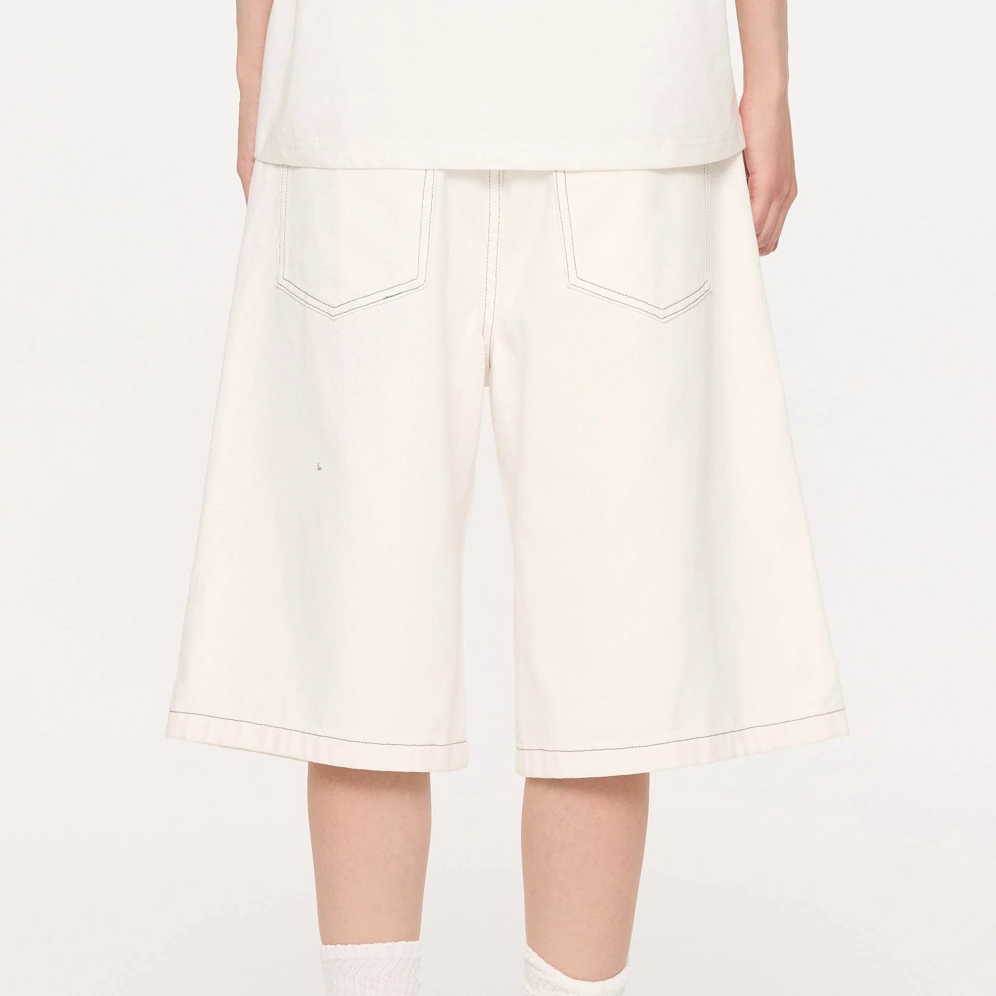 KREATE Essential Button-Up Stitched Denim Shorts