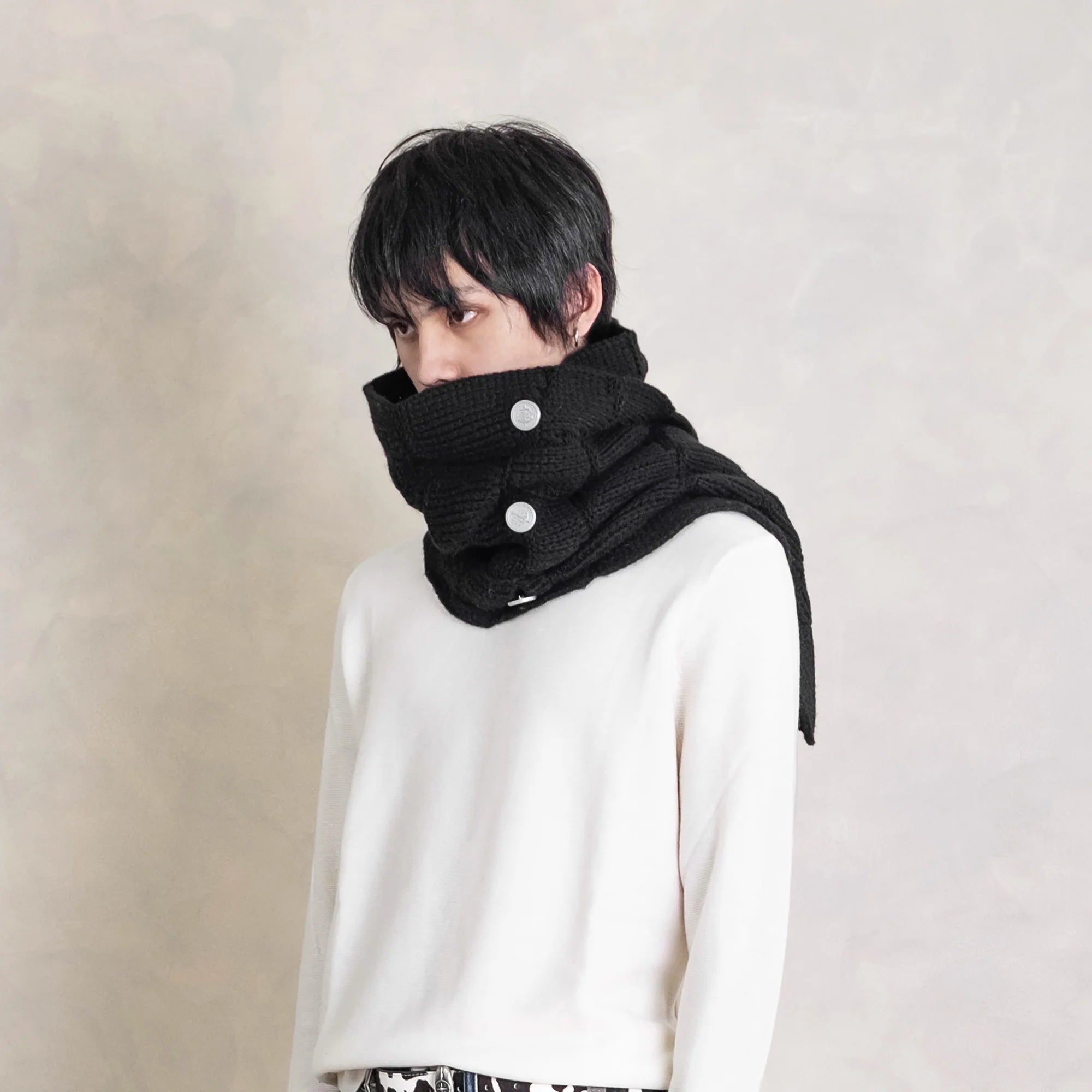 IN EXISTENCE Convertible Coin-Embellished Wool-Blend Scarf
