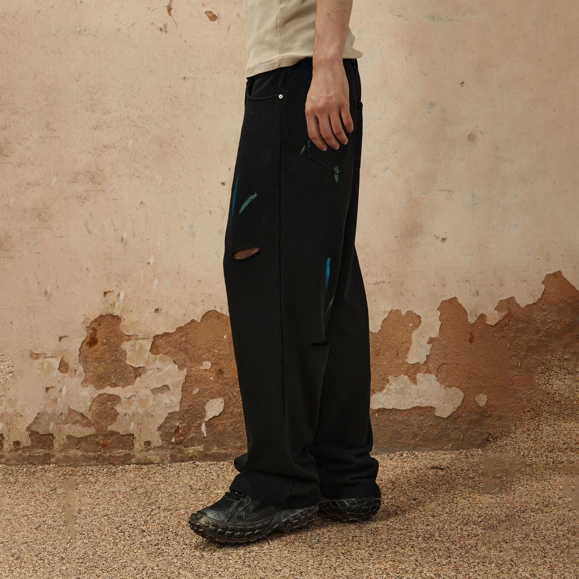 OVDY Classic Paint-Splattered Ripped Pants