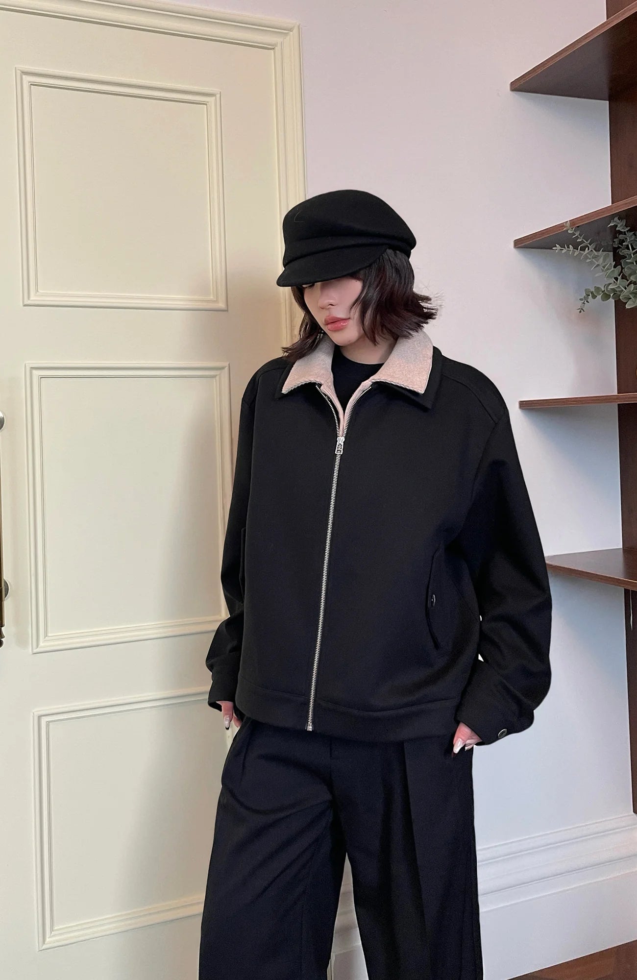 OKAYTHXBYE Faux-Layer Knit-Inset Jacket