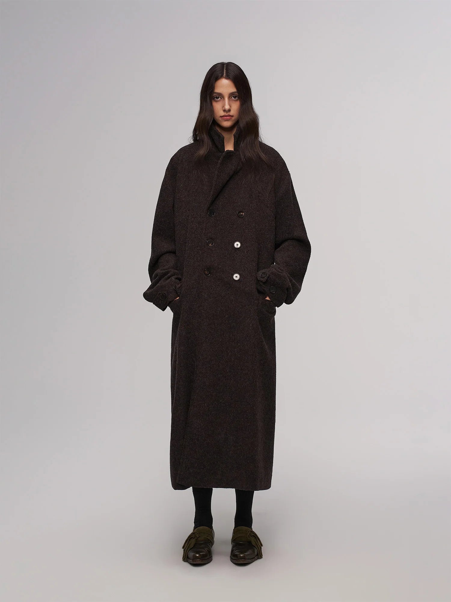 ILNya Nieternite Nifutur Wool-Blend Double-Breasted High-Neck Coat