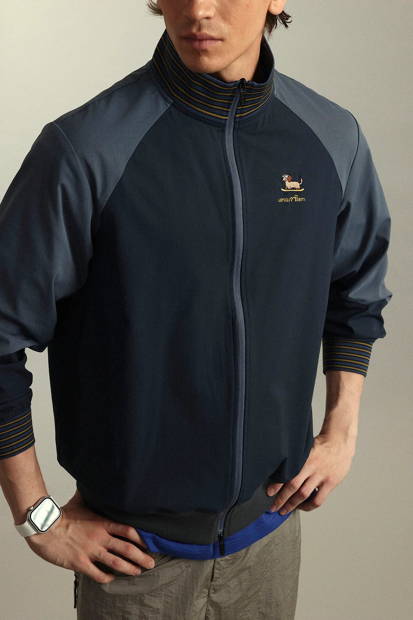 UMAMIISM Contrast Raglan Waterproof Track Jacket