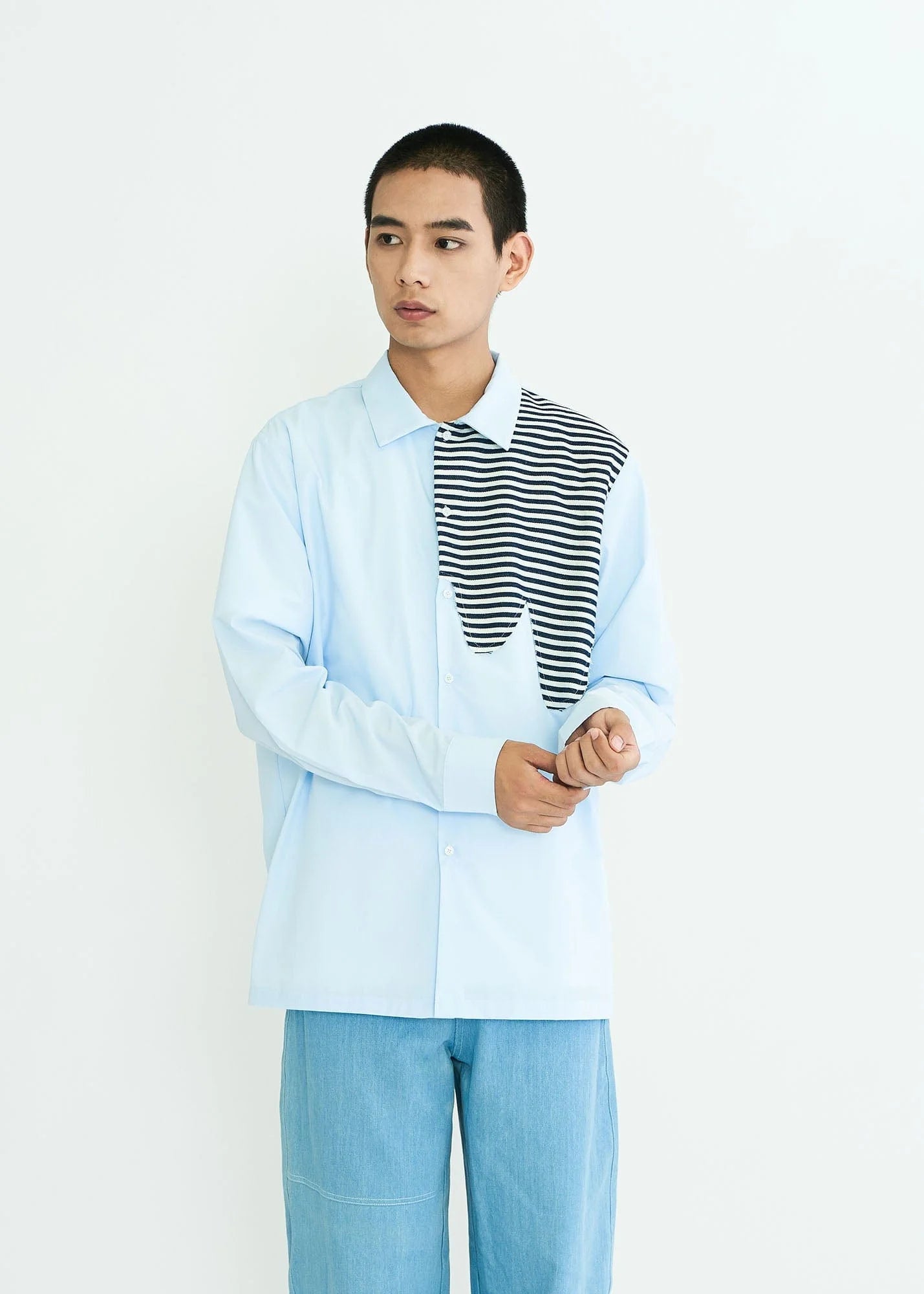 WIID Stripes Asymmetrical Patch Shirt