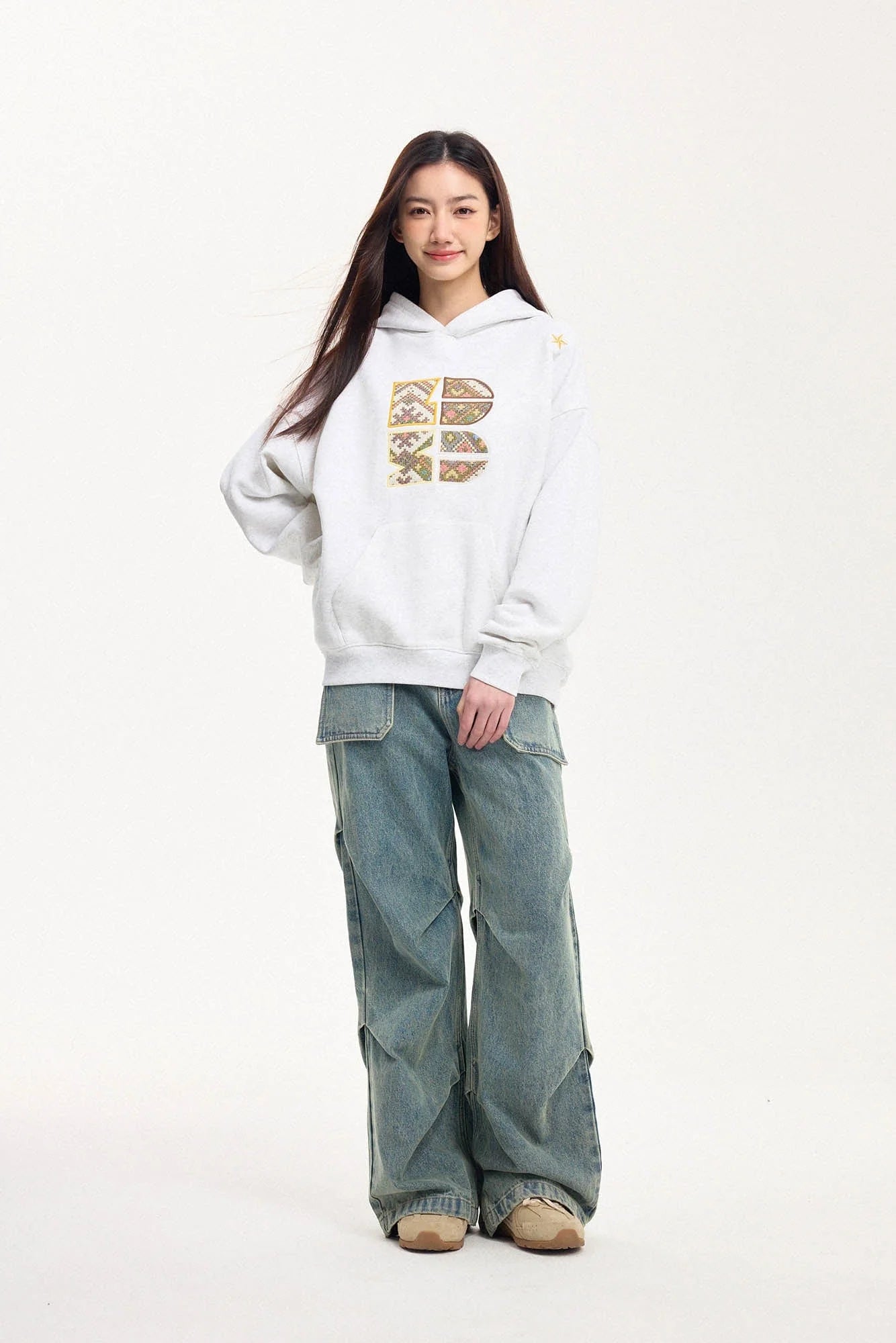BONELESS Tribal Jacquard LOGO Patch Embroidered Hoodie