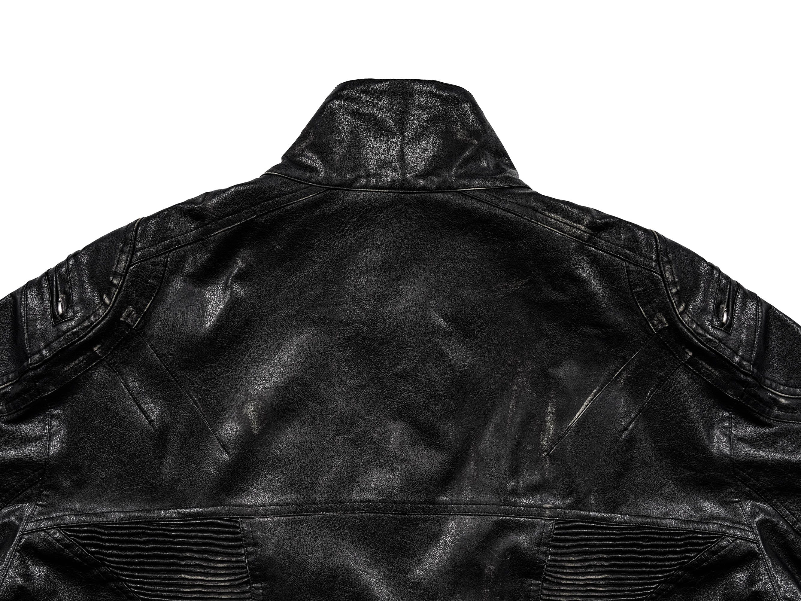 UNDERWATER Distressed Midnight Fang Faux Leather Biker Jacket