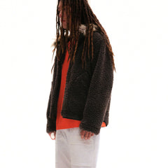 URBAN+FOREST Faux Fur Trim Sherpa Wool-Blend Hooded Jacket
