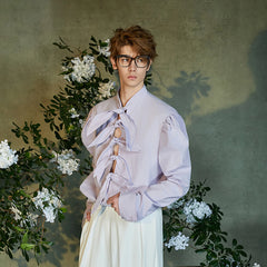 JIECHI Multi-Tie Front Ruched Shoulder Shirt