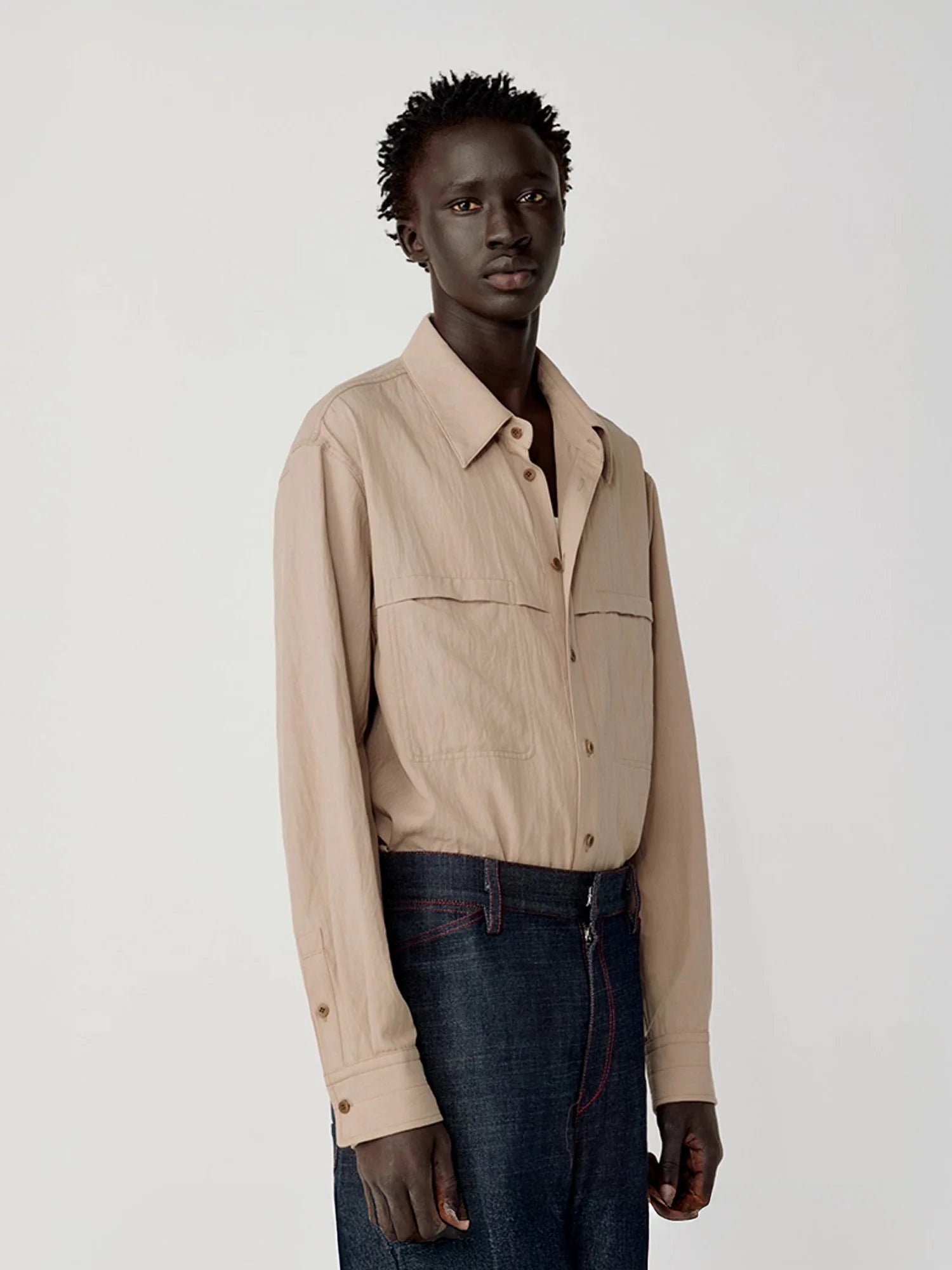 OPICLOTH Minimal Stitch Tencel-Blend Shirt