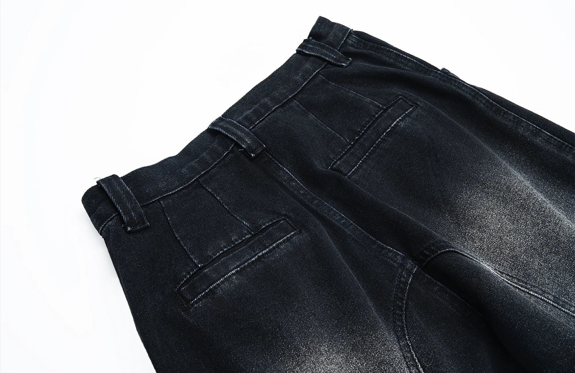 MOGONGSHE Detachable Drape-Strap Washed Jeans