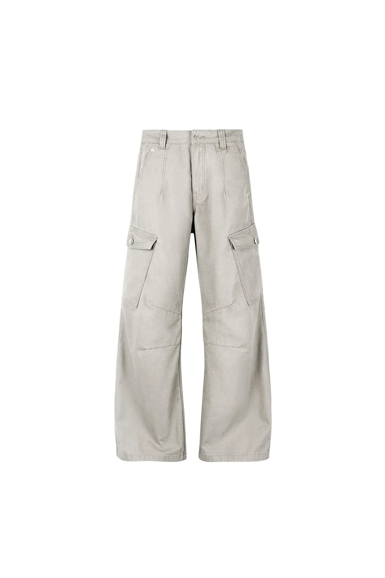 OKAYTHXBYE Washed Button Flap-Pocket Cargo Pants