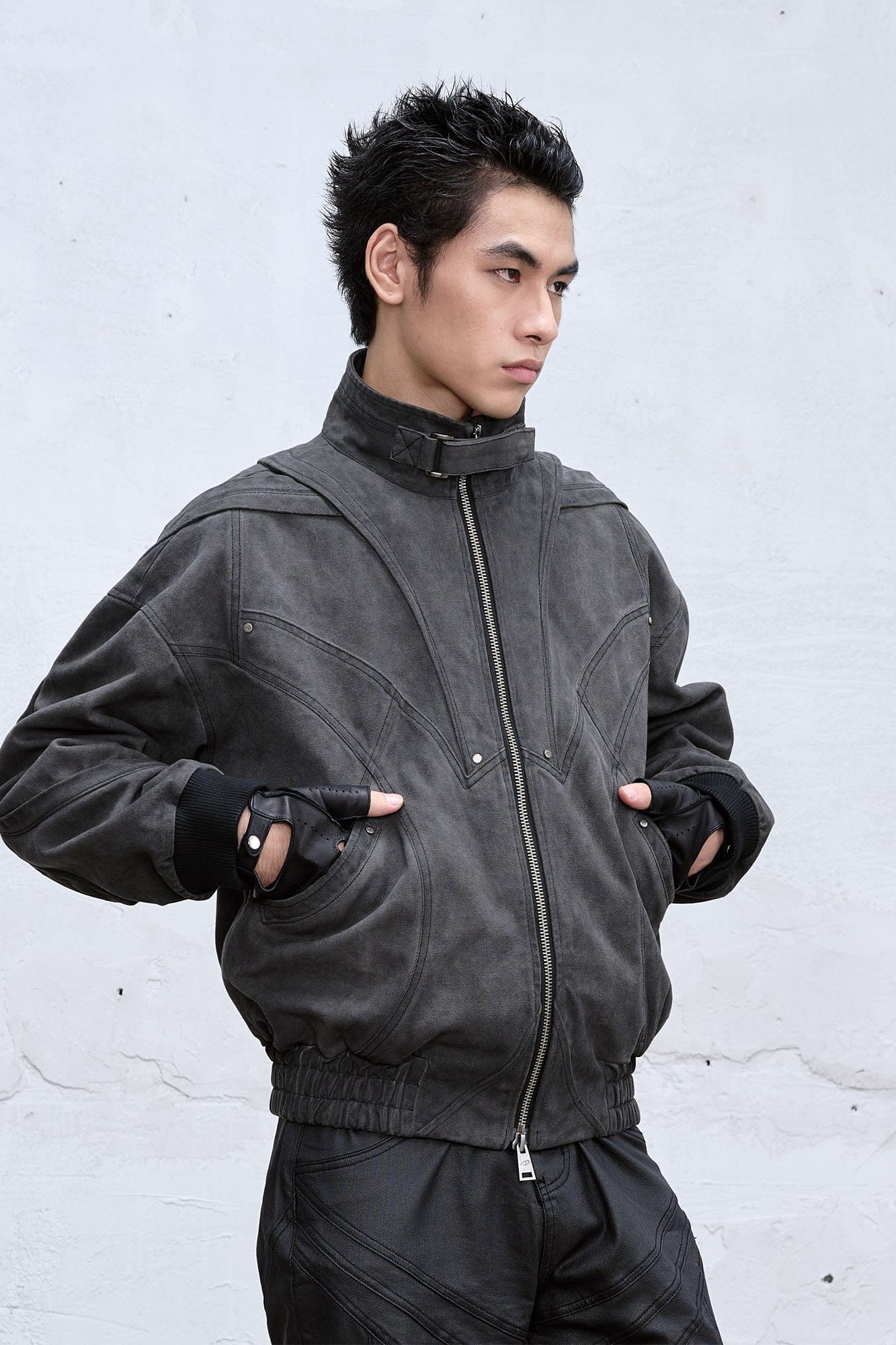 CATSSTAC Deconstructed Faded Wash Dual-Zipper Jacket
