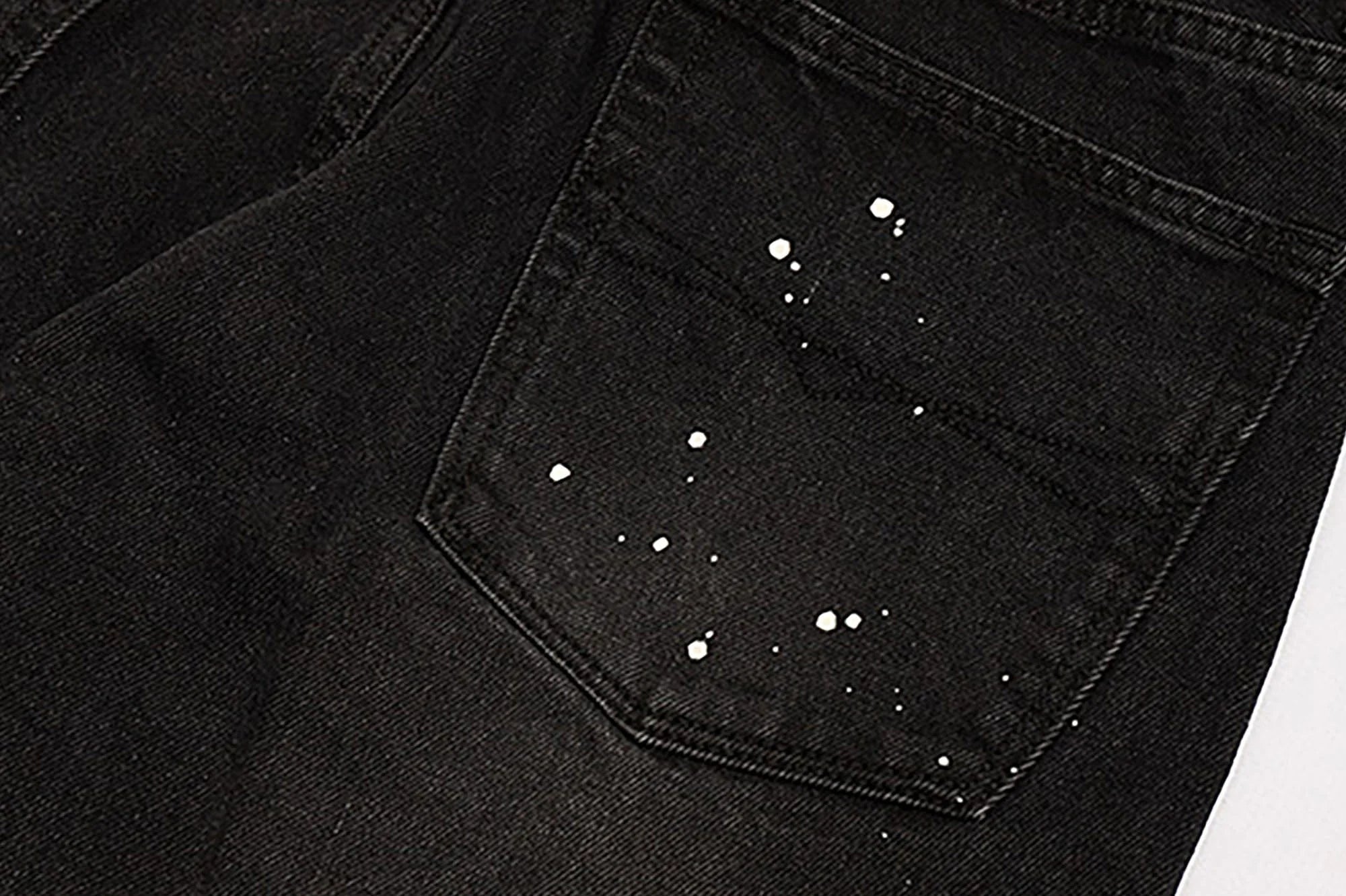 BLACK8MOB Ripped Splatter Straight-Leg Jeans