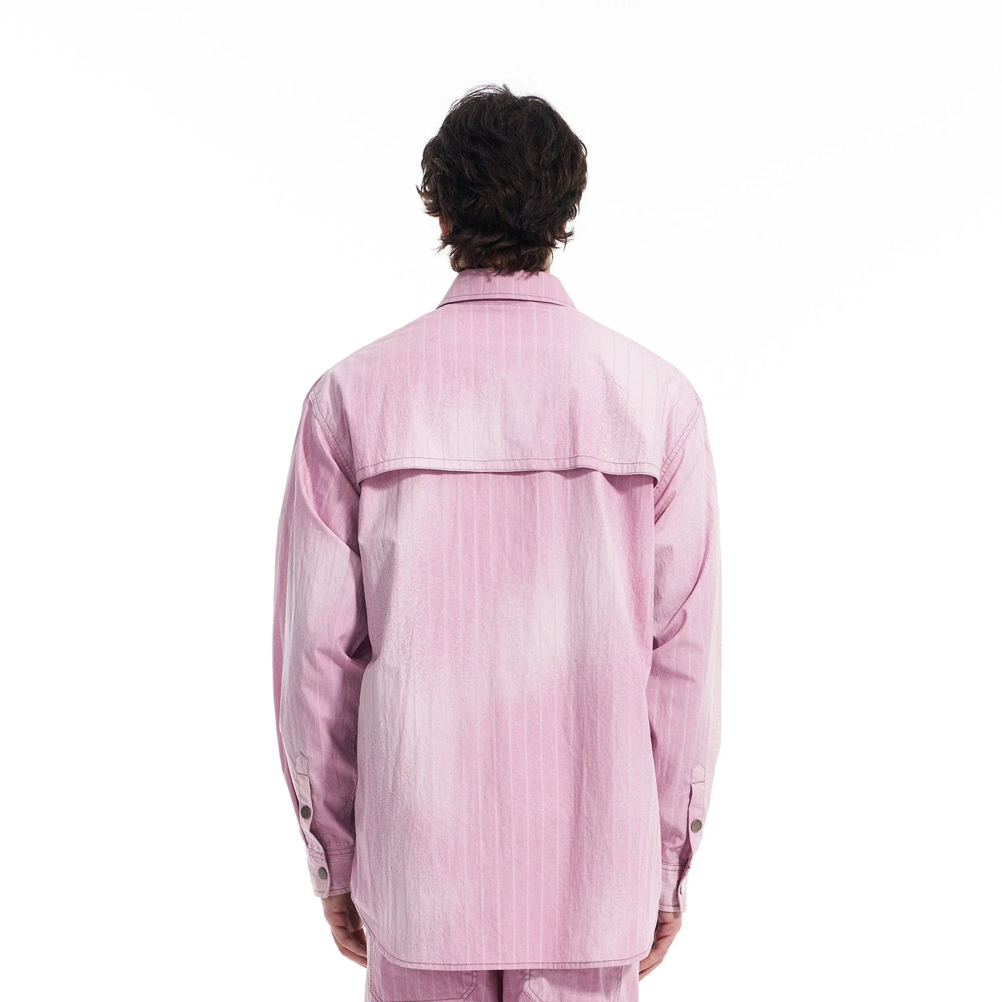 VANN VALRENCE Washed Multi-Pocket Striped Utility Shirt