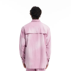 VANN VALRENCE Washed Multi-Pocket Striped Utility Shirt