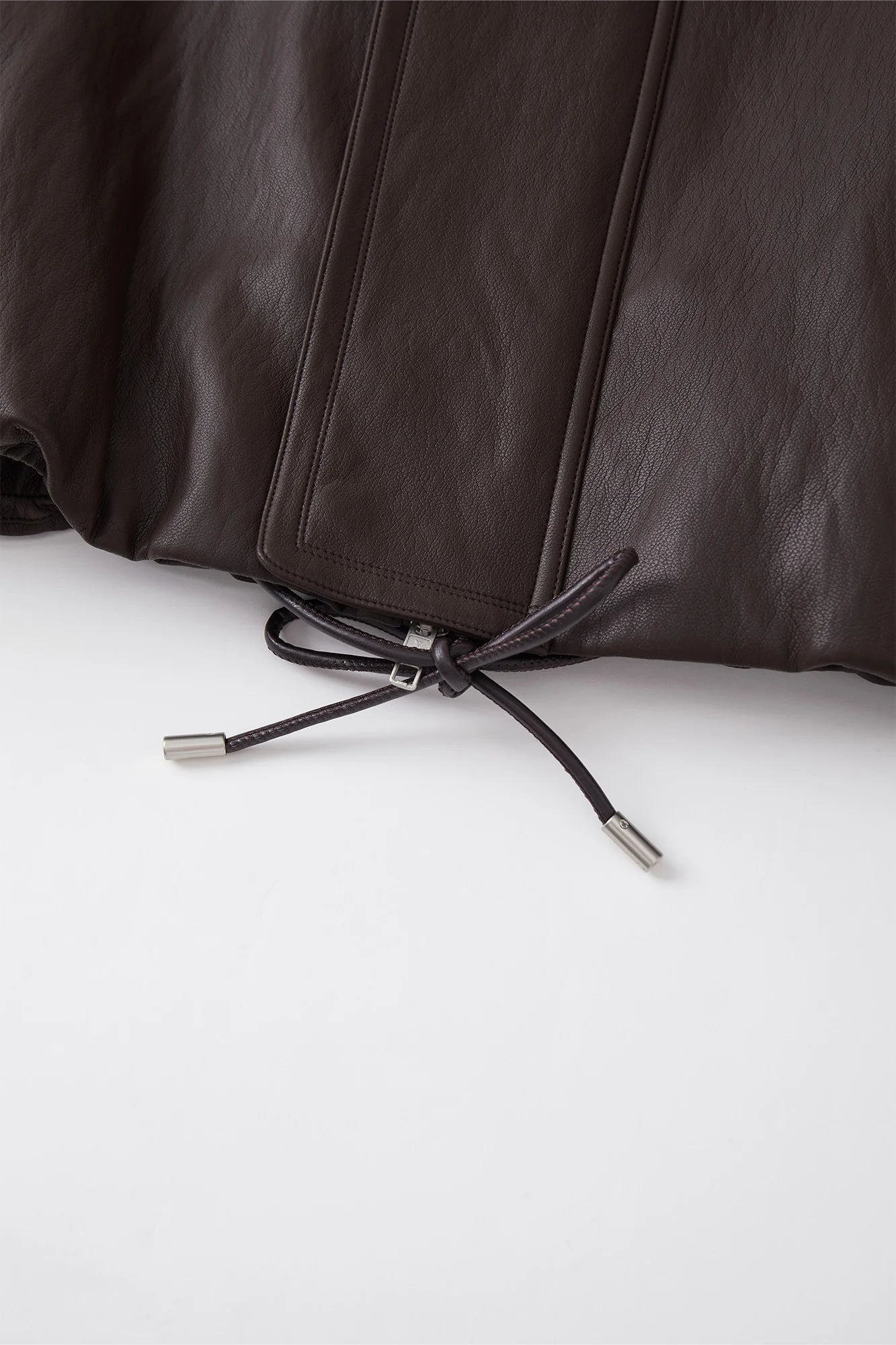 OPICLOTH Soft-Tanned Drawstring Faux Leather Jacket