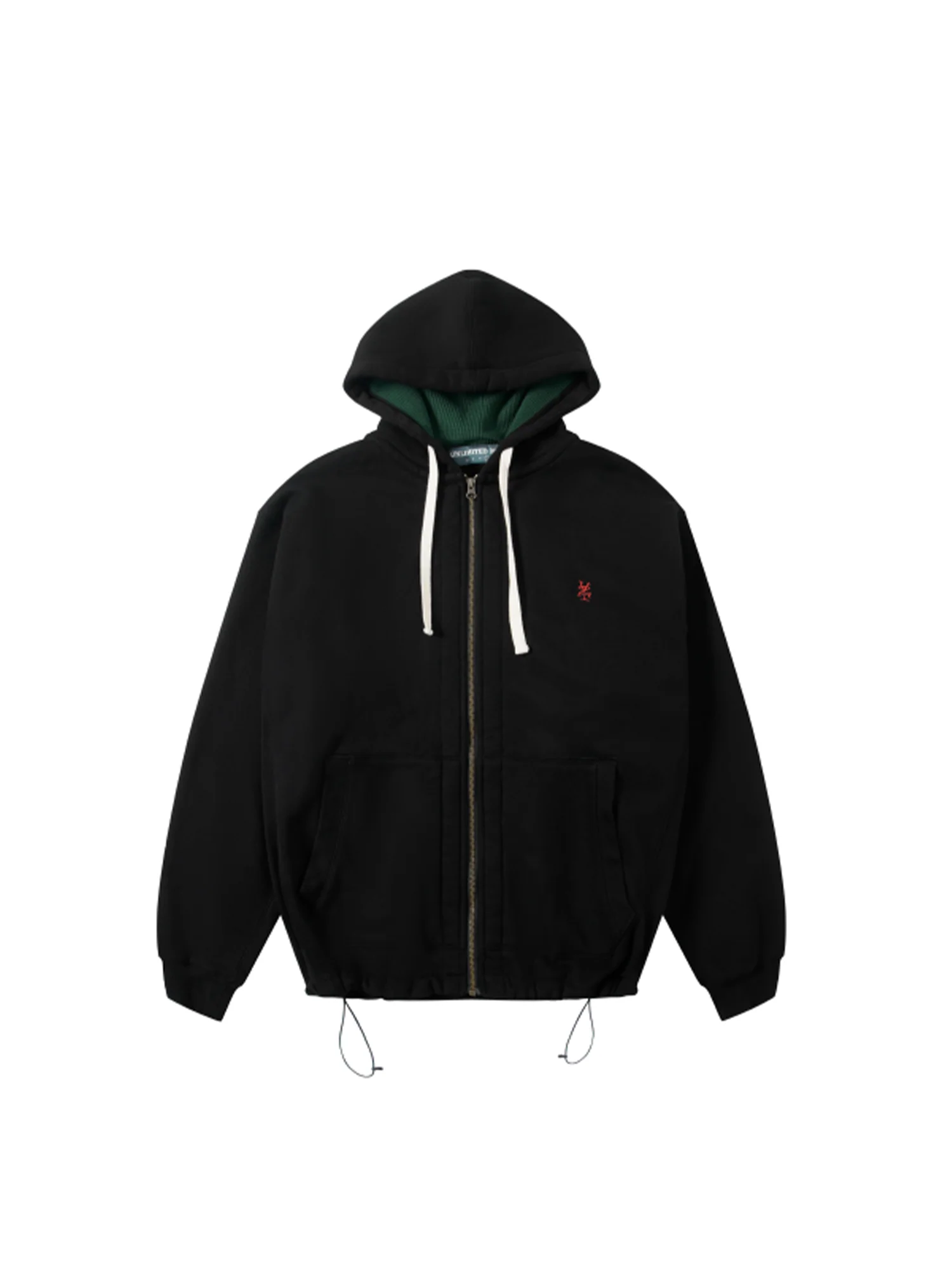 UNLIMITED MOTE Embroidered Waffle Lining Drawstring Hood Jacket