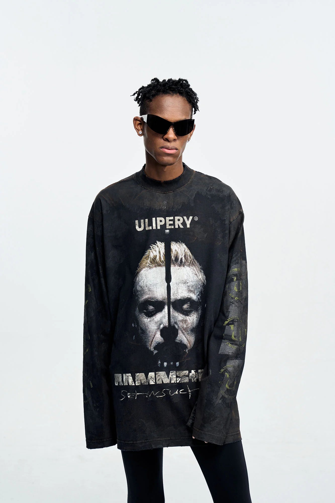 ULIPERY Rammstein Forehead Spike Long Sleeve Tee