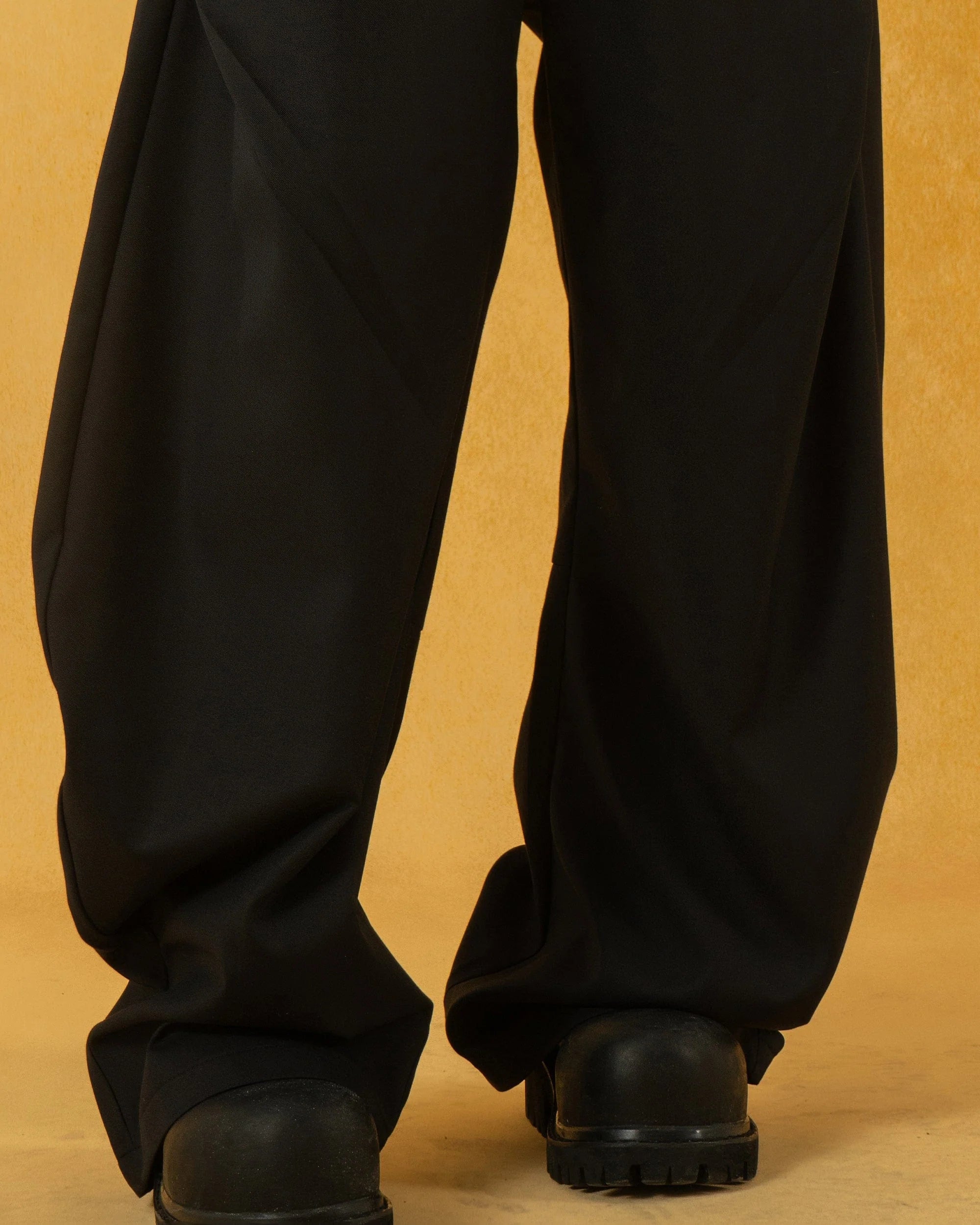 CLP Curved Crinkled Floor-Length Trousers