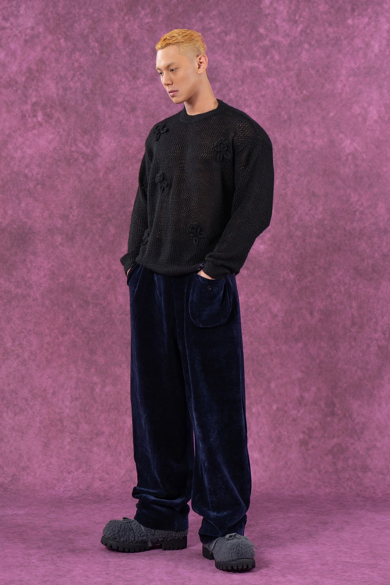 CLP Crochet Rose Wool-Blend Sweater