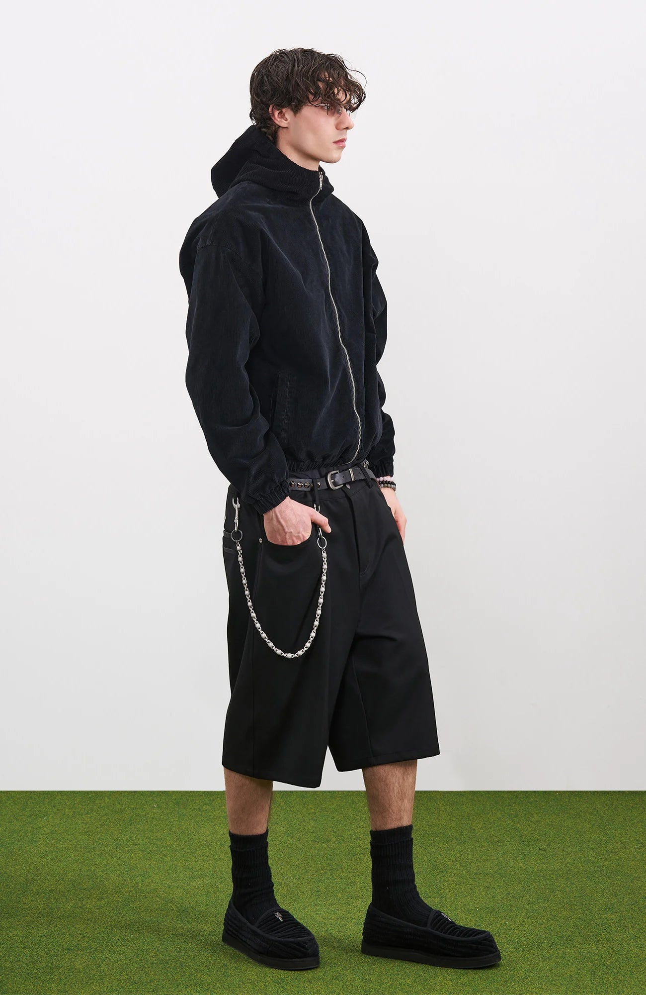 PMW Washed Corduroy Zip-Up Hoodie