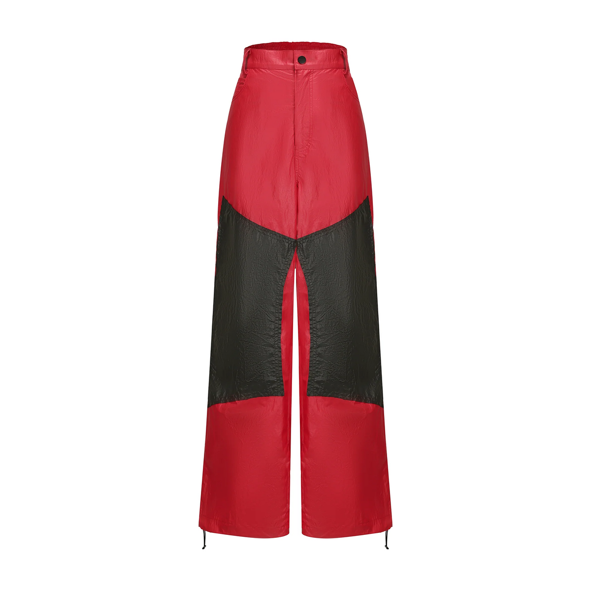 VANN VALRENCE Contrast Double-Knee Glossy Wide-Leg Pants