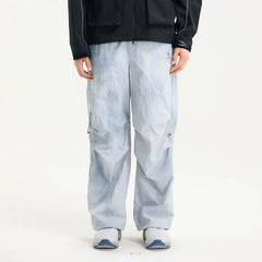 BONELESS Tie-Dye Crinkled Parachute Pants