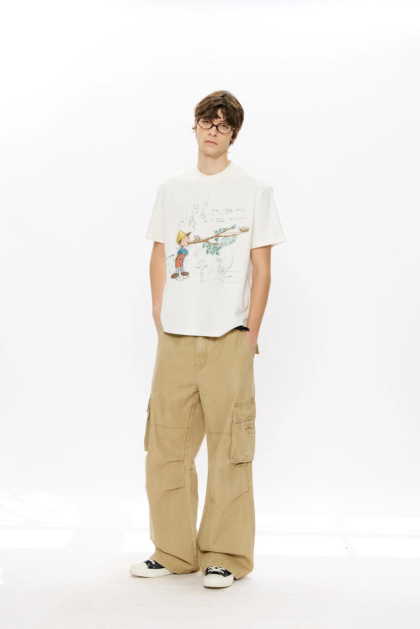 KREATE Washed Pleated Cargo Pants