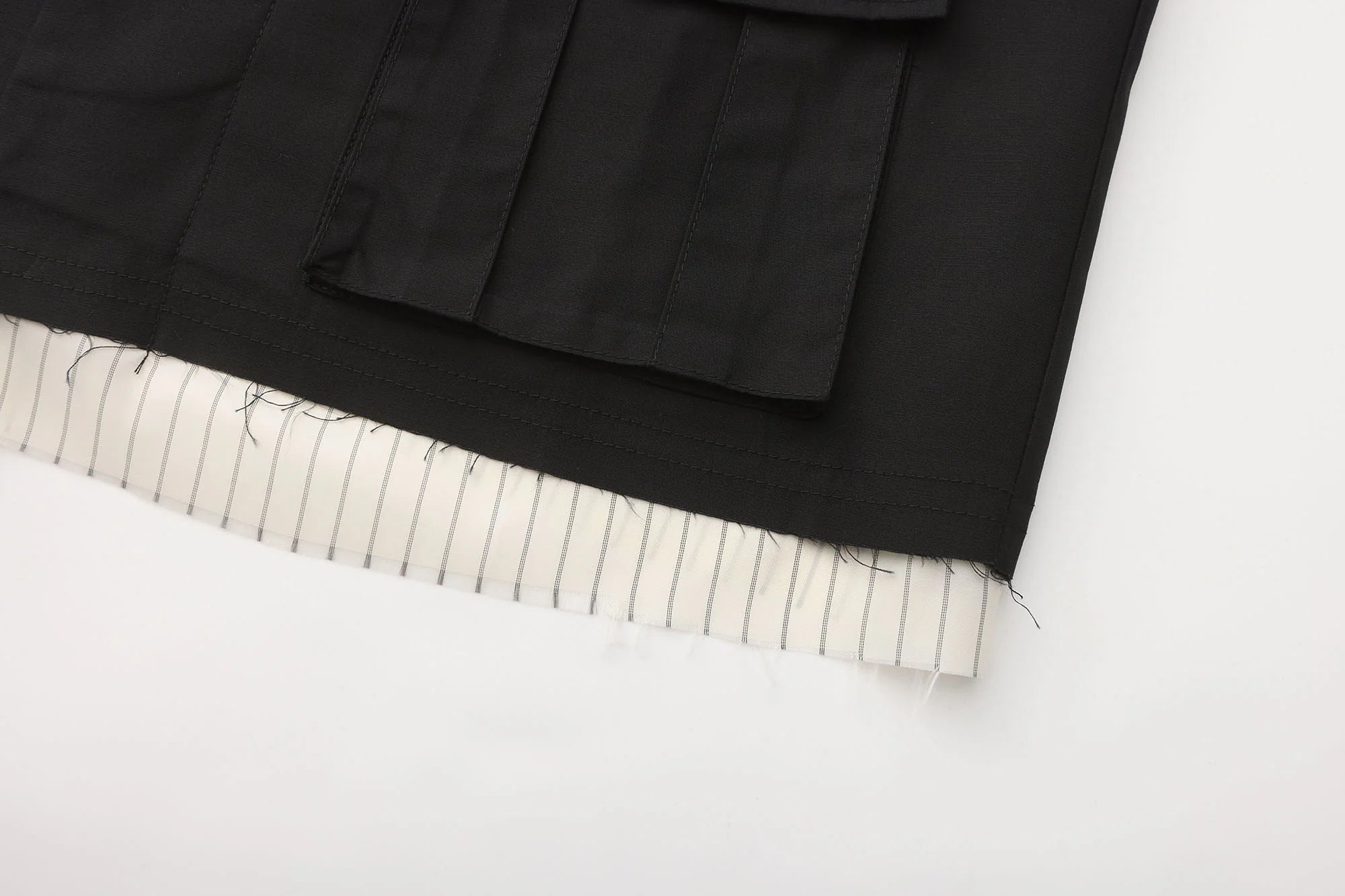 ORAL UTOPIA Faux Layered Hem Mandarin Collar Jacket
