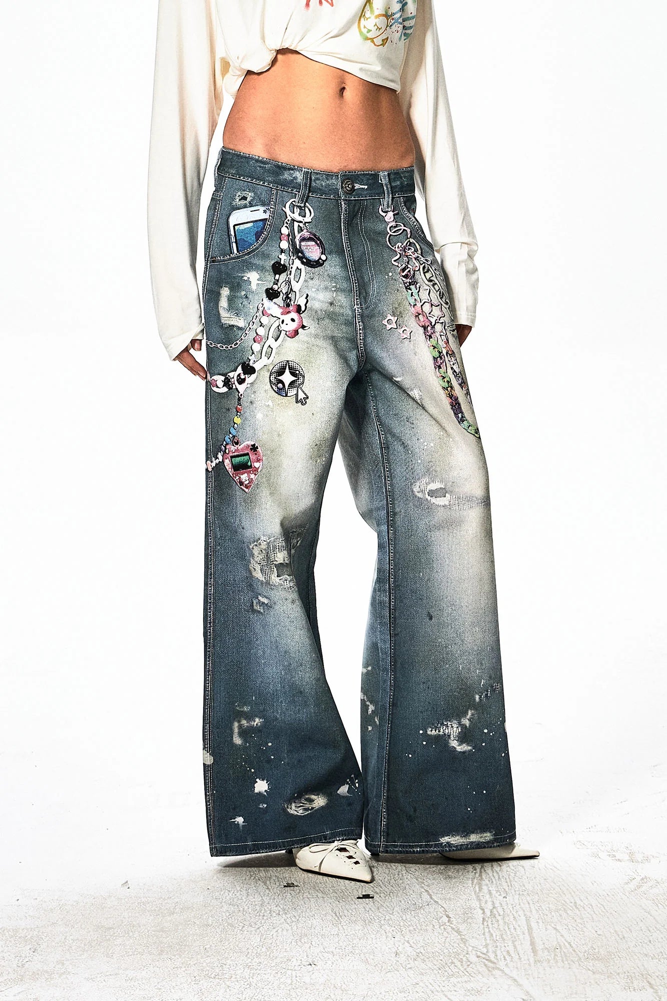DND4DES Cartoon Chain Wide-Leg Jeans