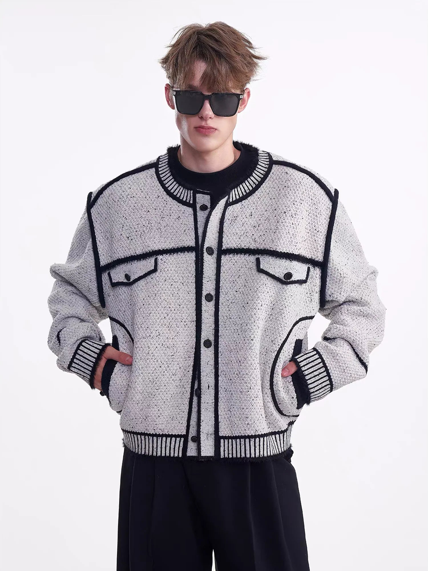 TIWILLTANG Contrast Stitch Knit Jacket