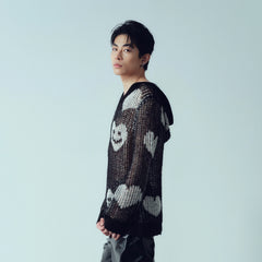 KADAKADA Smiling Heart Jacquard Knit Hoodie