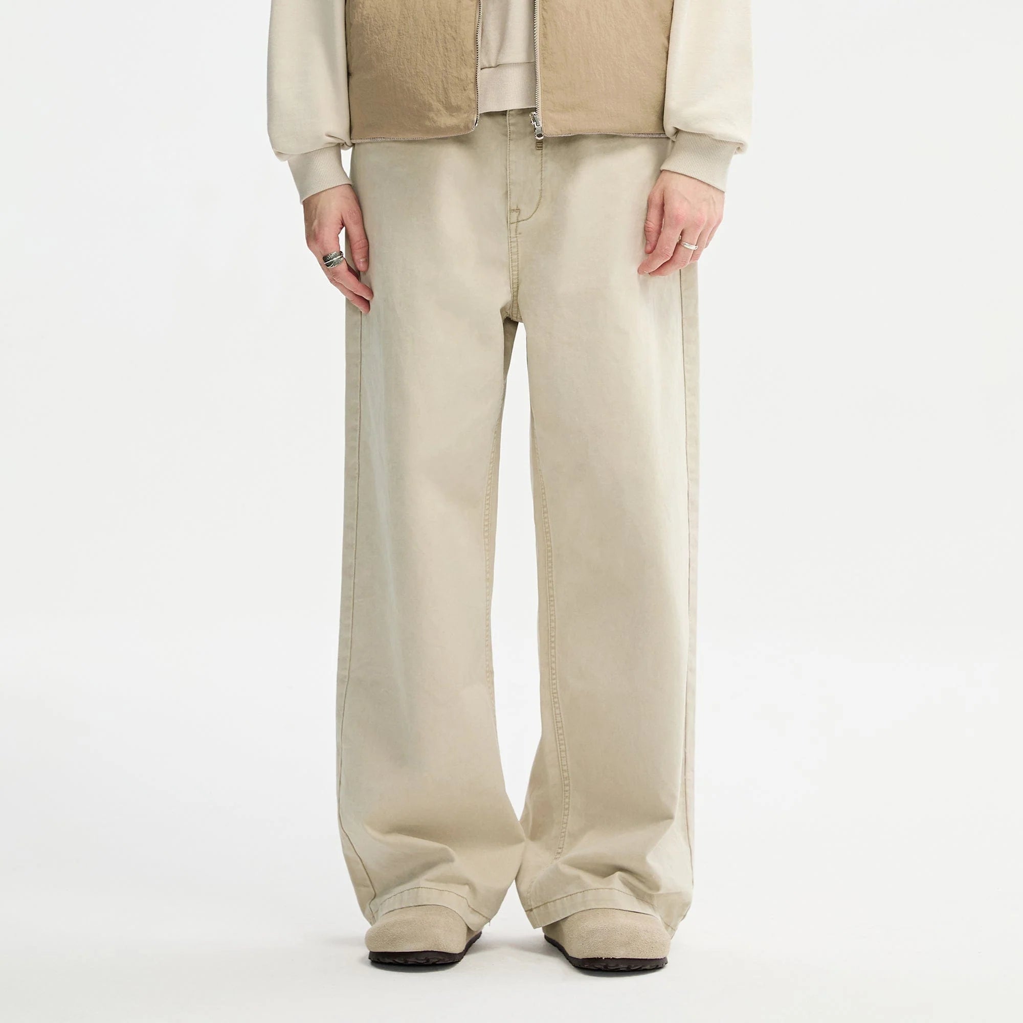 ORGANIC EMOTION Classic Washed Detachable Waist Cape Jeans