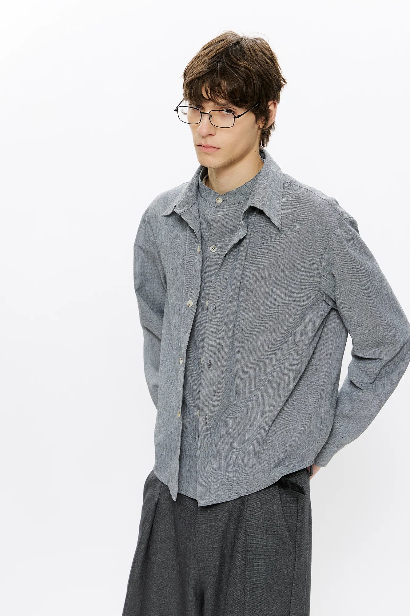 KREATE Linen Layered Check Shirt