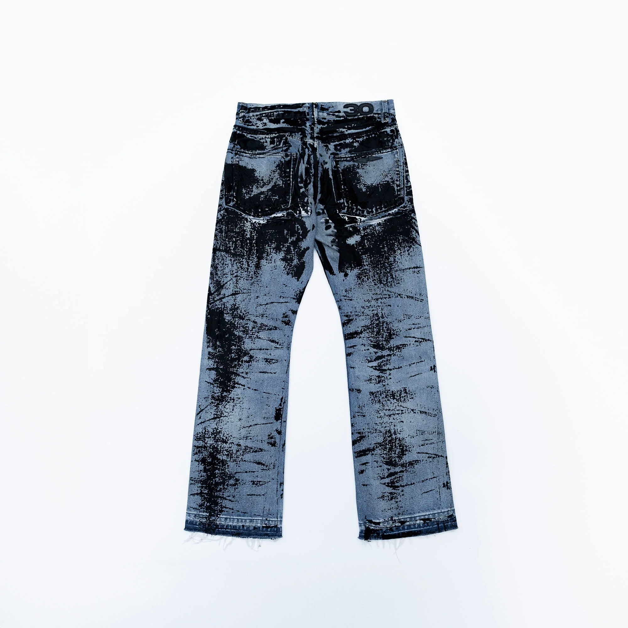 FVVO Distressed Flocked Slant Fly Jeans