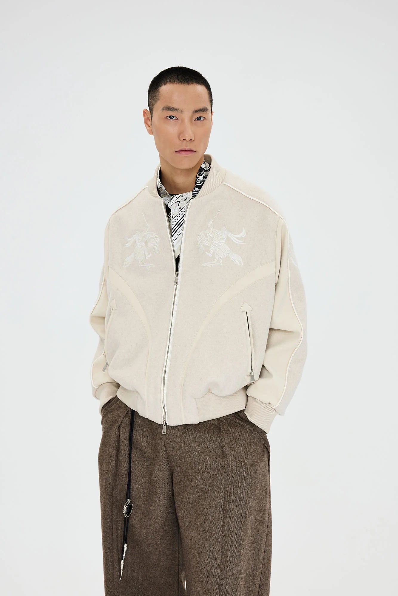 CATSSTAC Warrior Embroidered Panel Bomber Jacket