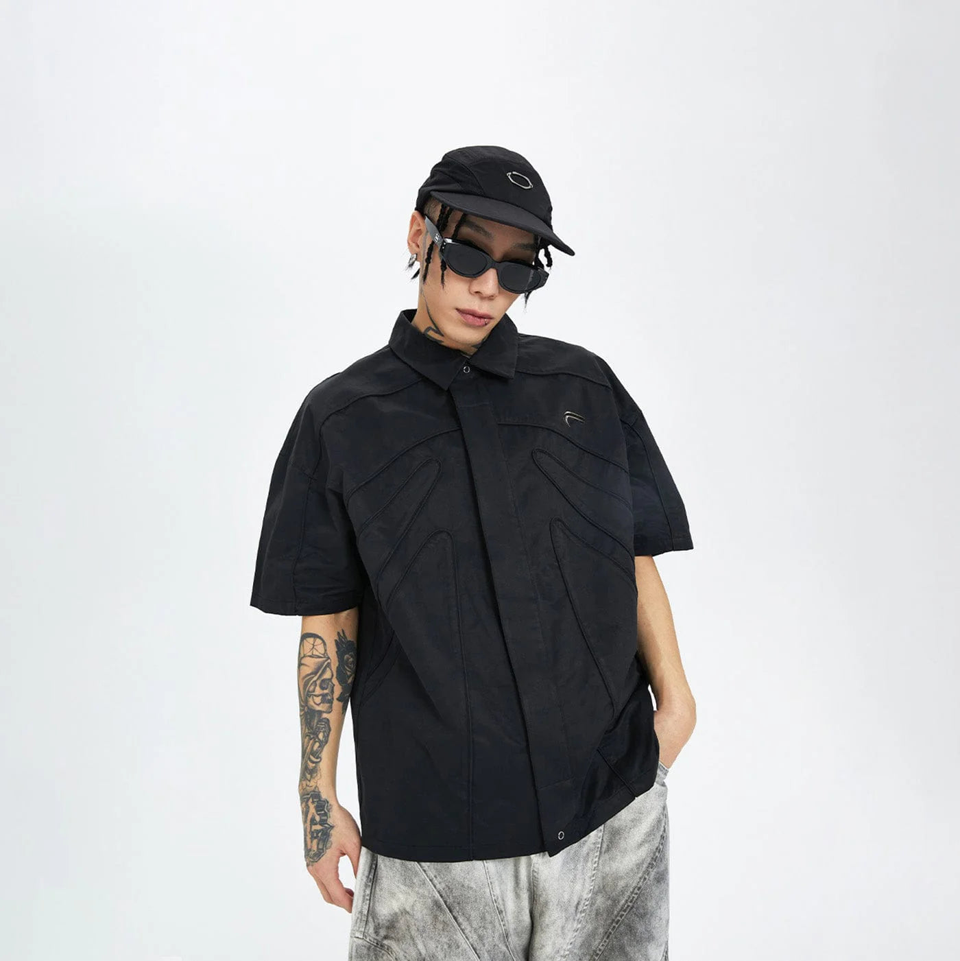 F2CE Spliced Metal Logo Half Shirt
