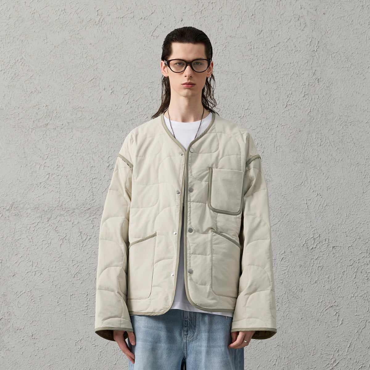 ORGANIC EMOTION Quilted Snap-Front Down Jacket