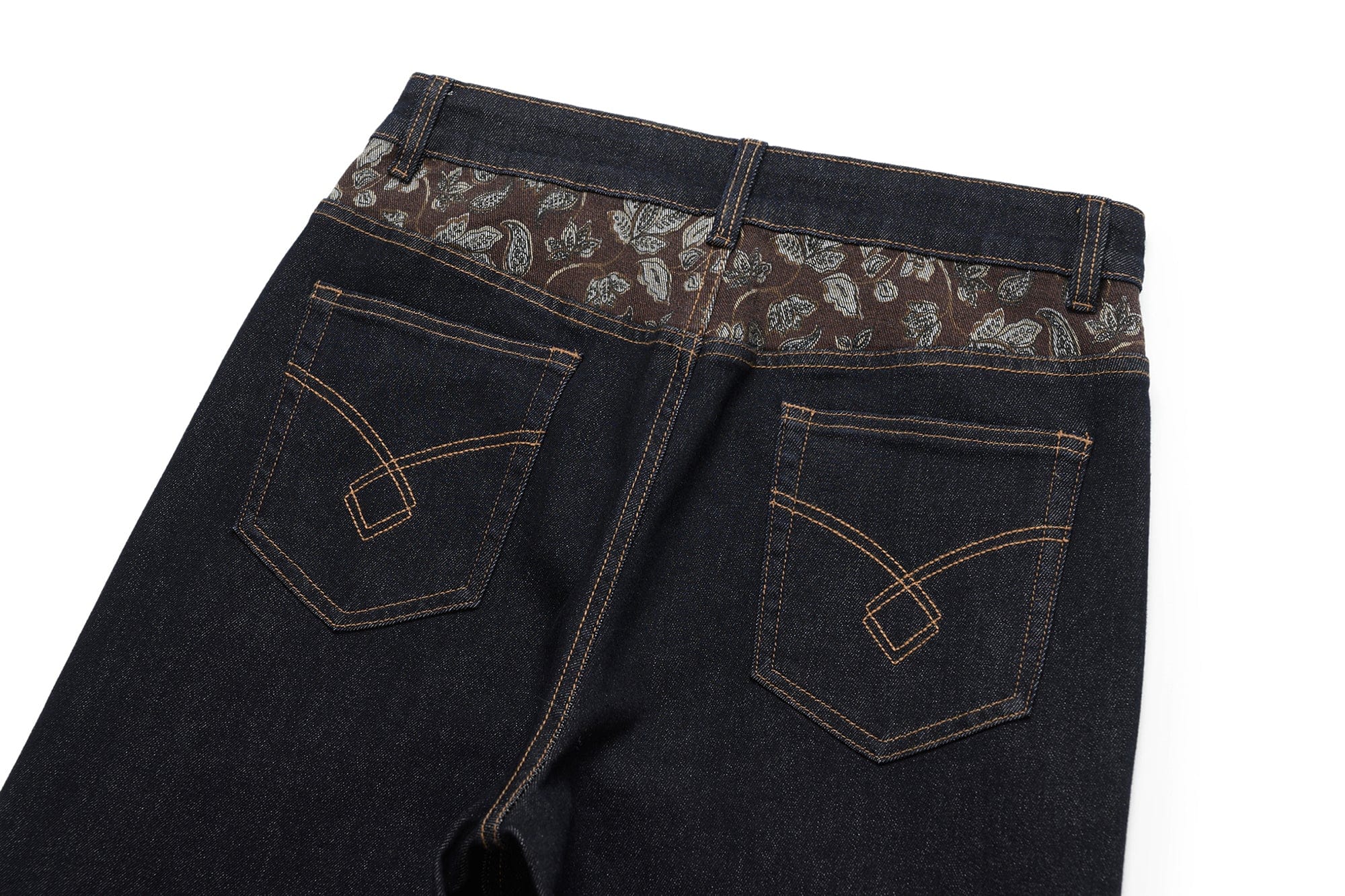 OKAYTHXBYE Floral Paneled Waist Raw Jeans