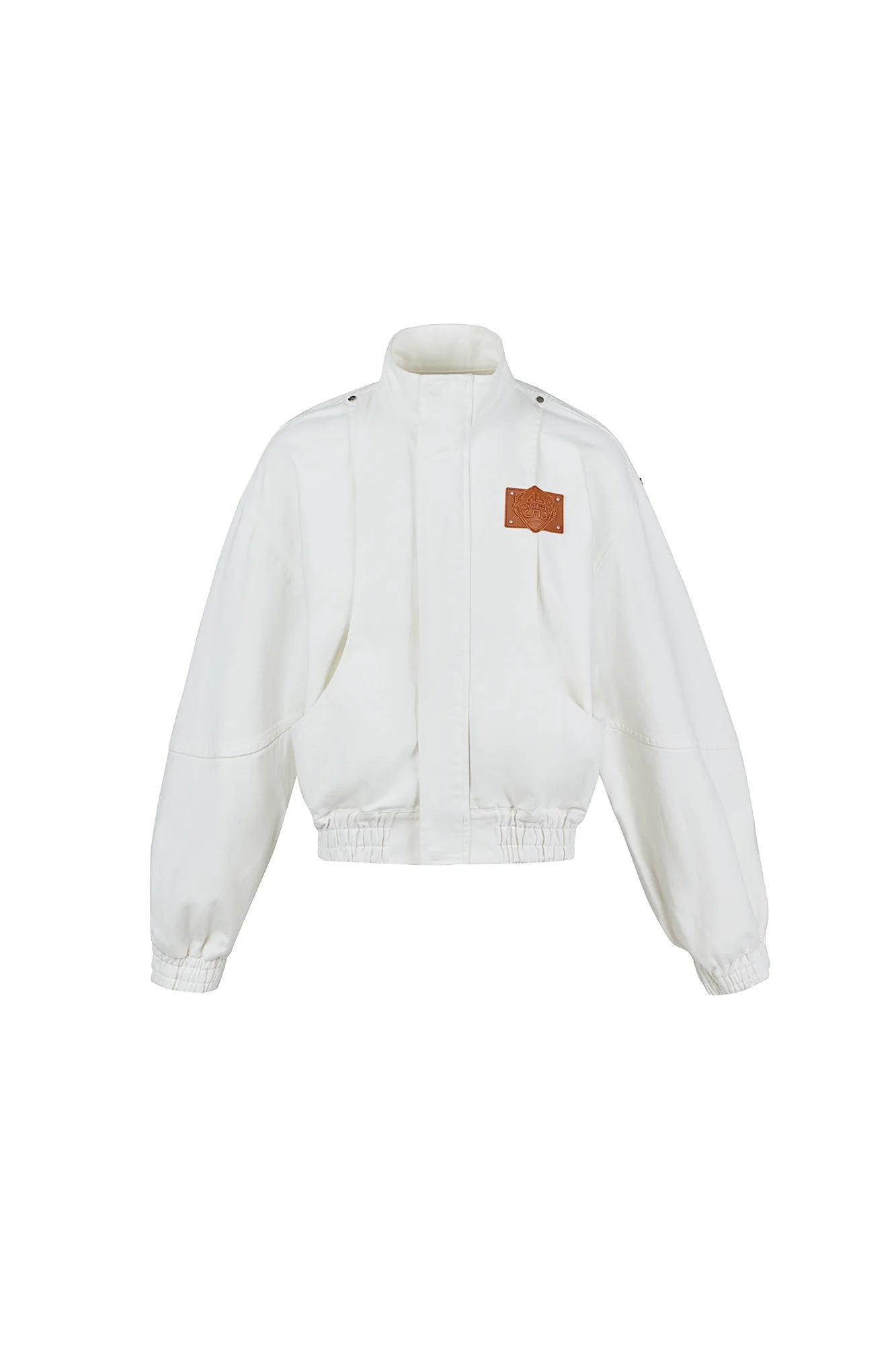 455EMBLE Faux leather Patch LOGO Denim Jacket