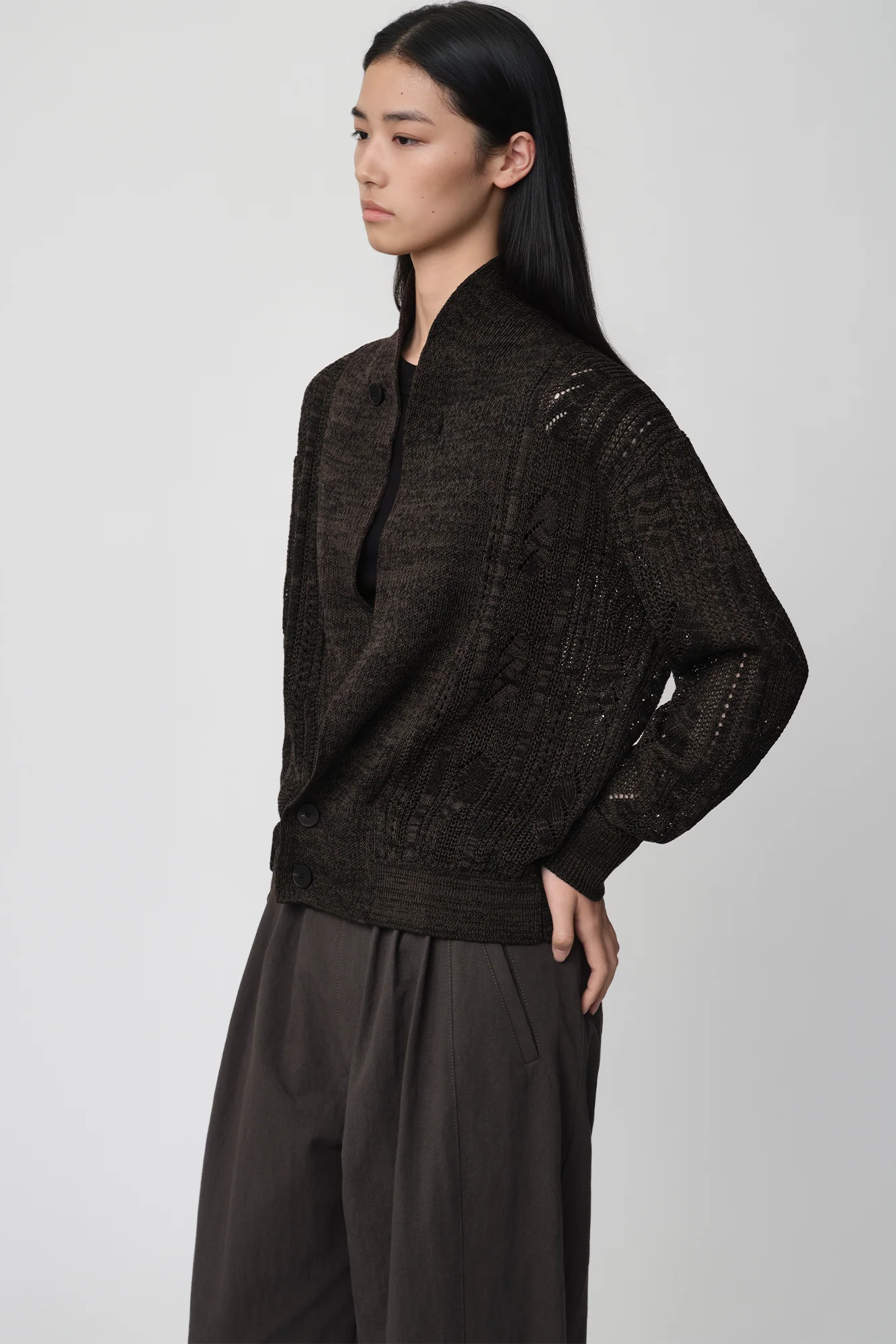 OPICLOTH Slouchy Open-Knit Cardigan
