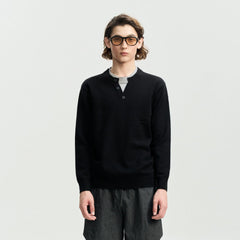 LEONSENSE Faux-Layered Henley Sweater