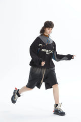 ERROR CODE ROBOT Asymmetric Zip Contrast Panel Sweatshirt