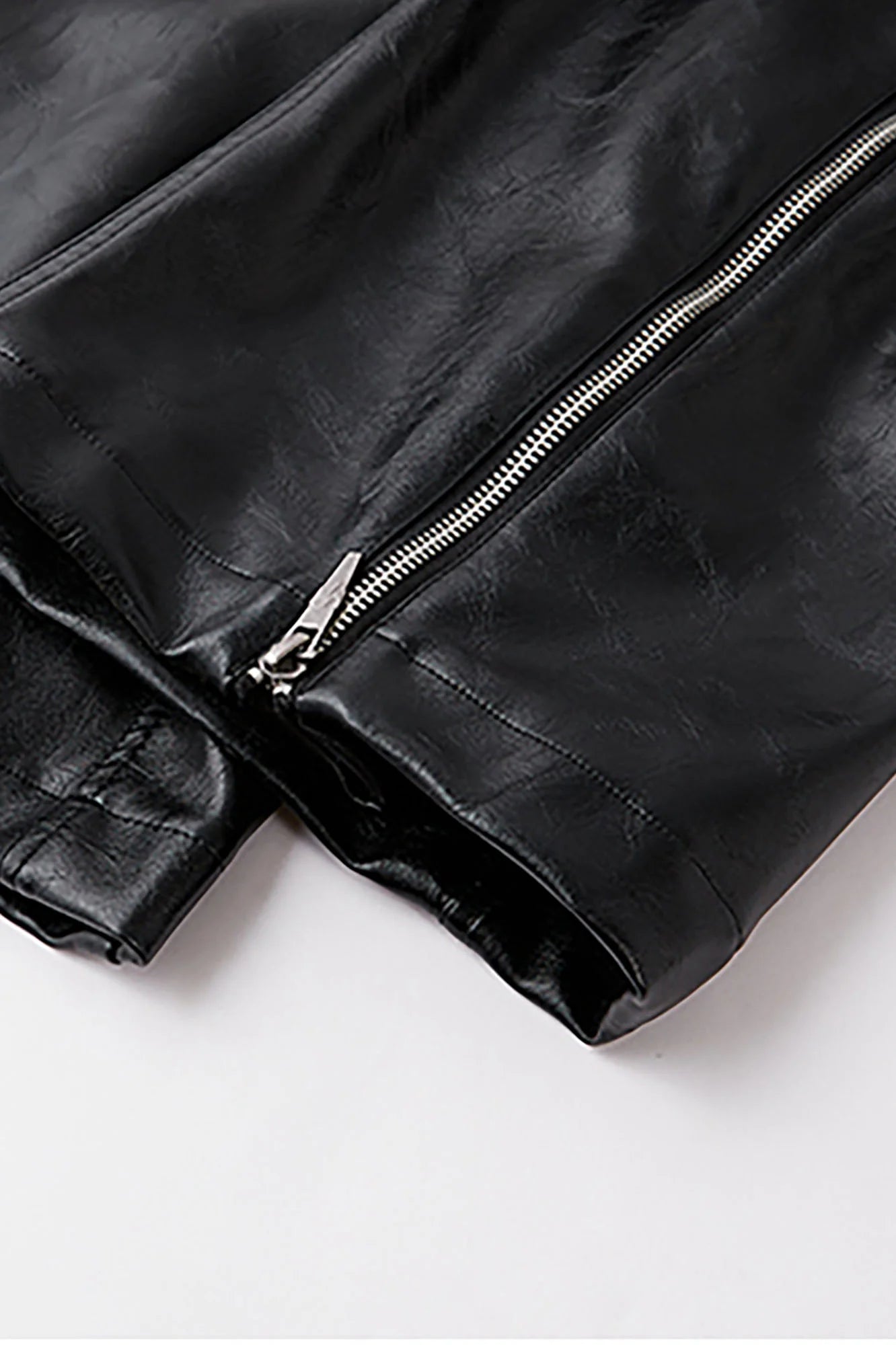 FORFEARTHAT Glossy Panel Zip Hem PU Cargo Pants