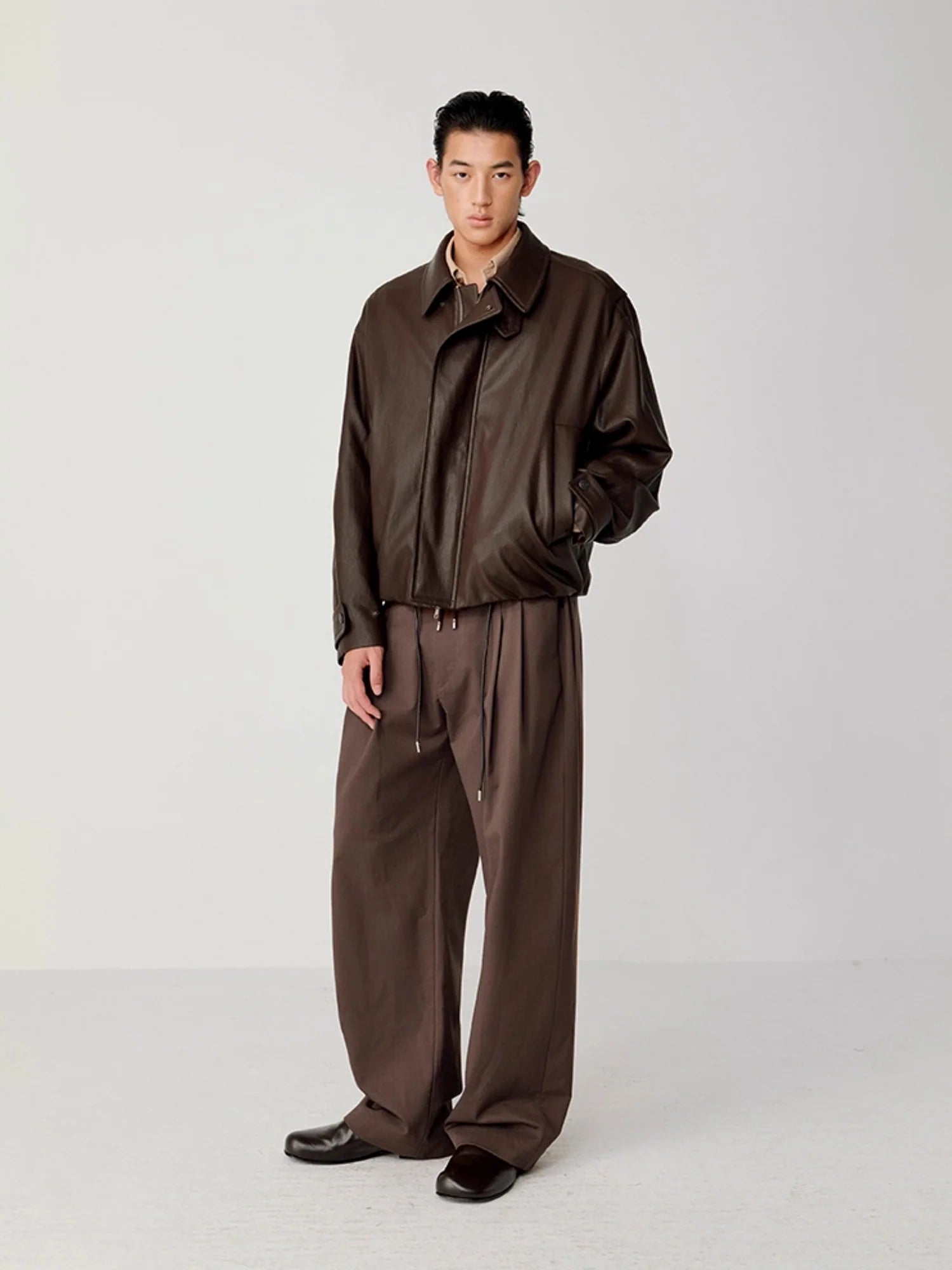 OPICLOTH Wool-Blend Pleated Drawstring Trousers